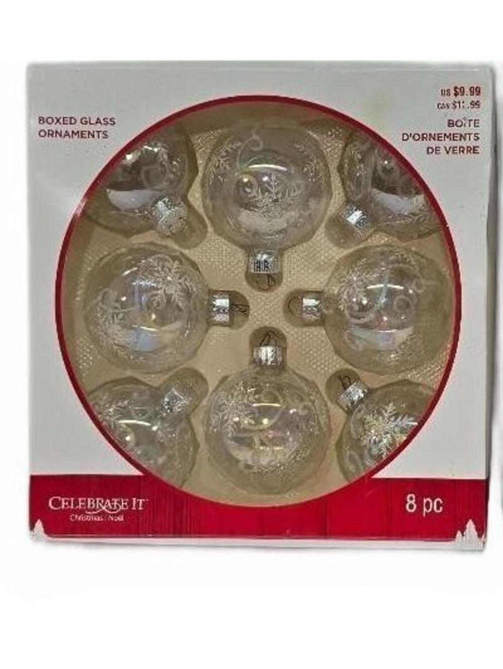 Celebrate It Boxed Glass Christmas Ornaments Set - 8 and 4 Pieces